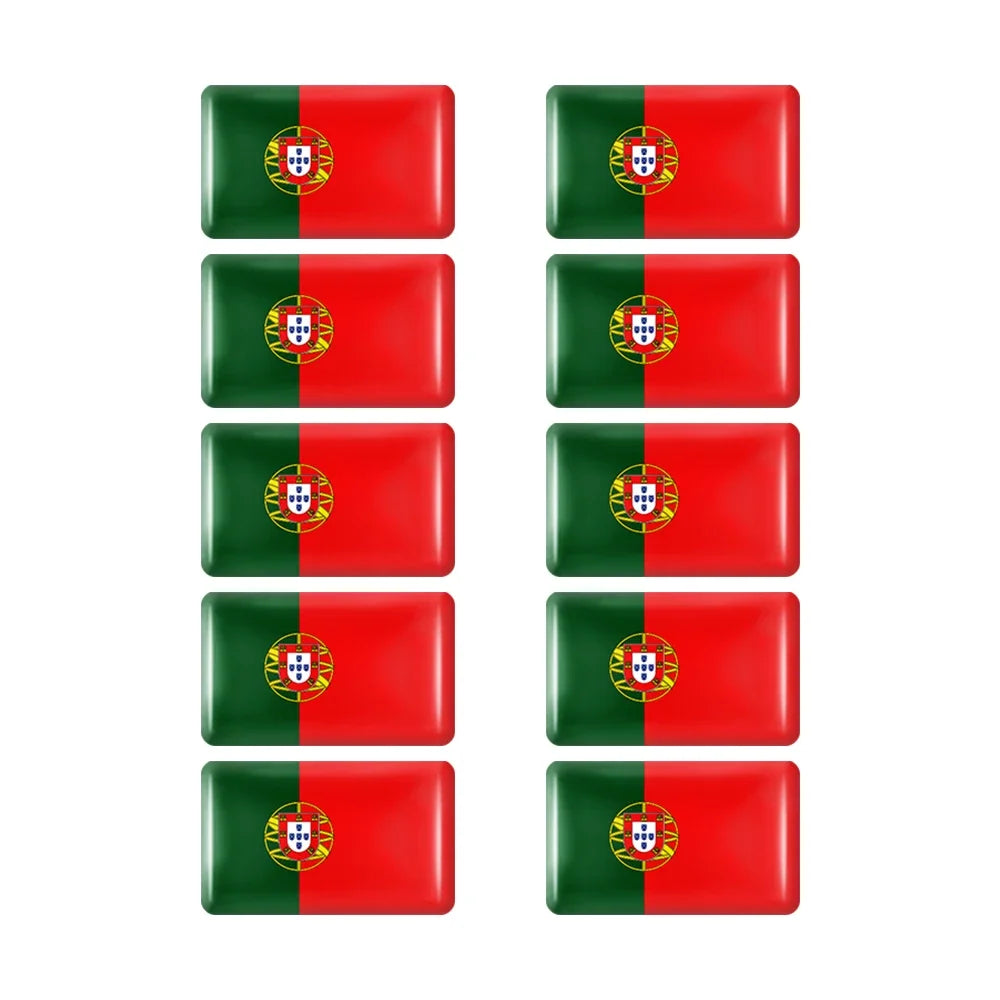 10pcs Epoxy Flag Badge Decals UAE, NL, RU, BR, IT, TH