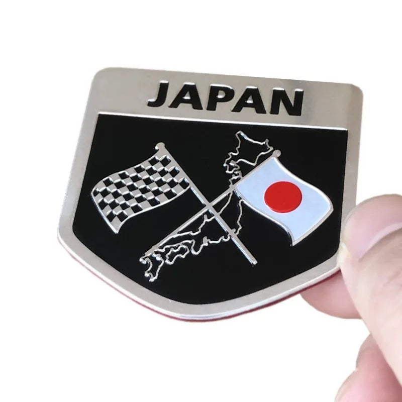 Universal 3D Aluminum Japan Flag Emblem Badge Decal