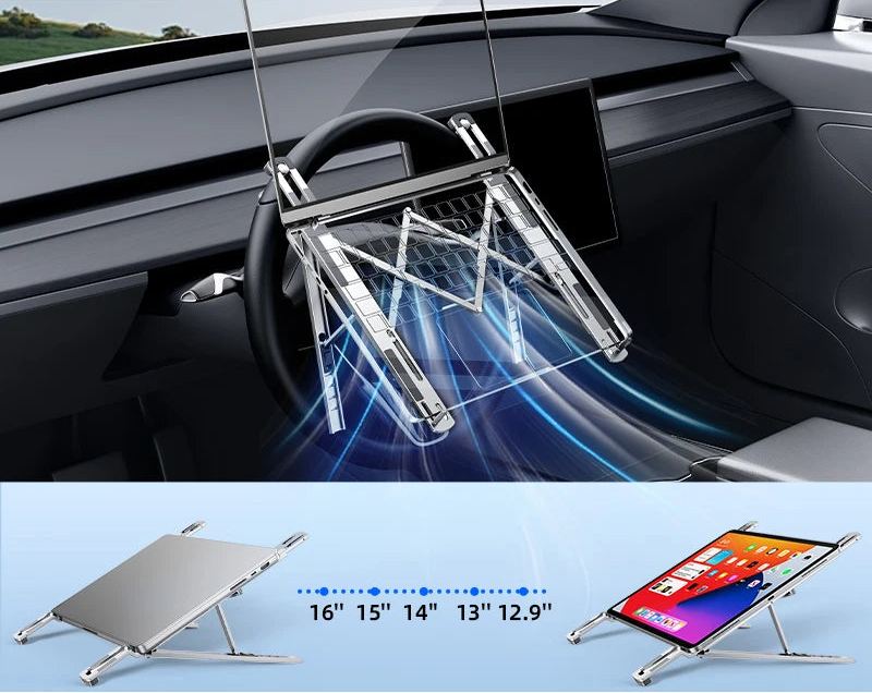 Foldable Car Laptop Mount, 5-Height Adjustable, Metal – Car Accessories | MotorWorld Marketplace