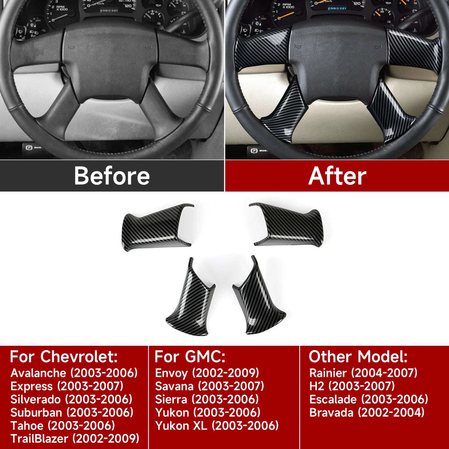 Carbon Fiber Steering Wheel Trim for GM SUVs – ABS Upgrade B – Car Accessories | MotorWorld Marketplace