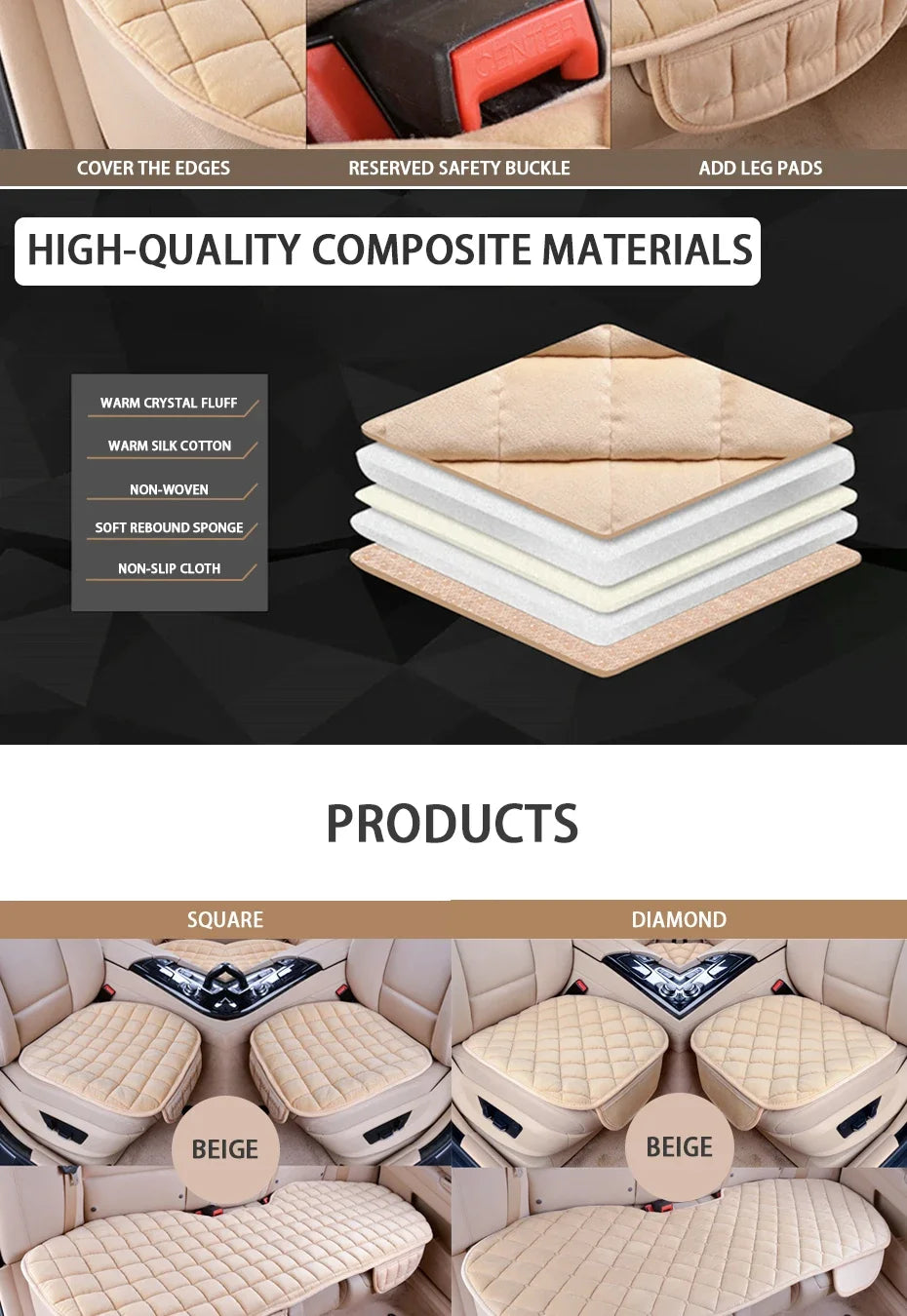 Soft Plush Car Seat Cover Universal Anti-Slip for SUV/Sedan