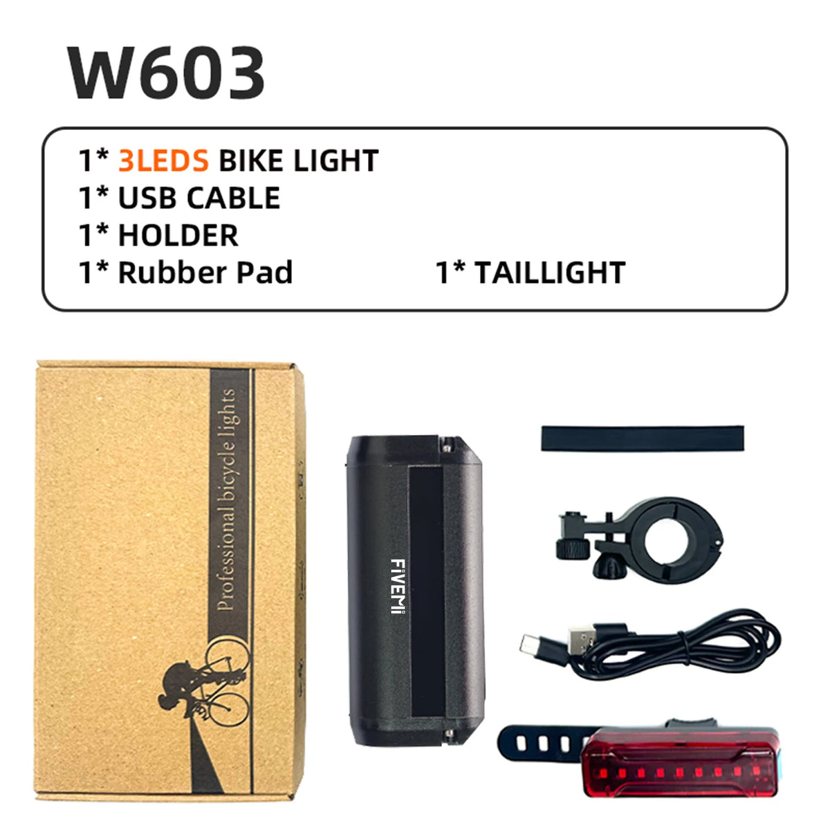 Fivemi 10000mAh Bike Light & Power Bank, USB, Pro Cycling 3LEDS And Taillight – Car Accessories | MotorWorld Marketplace