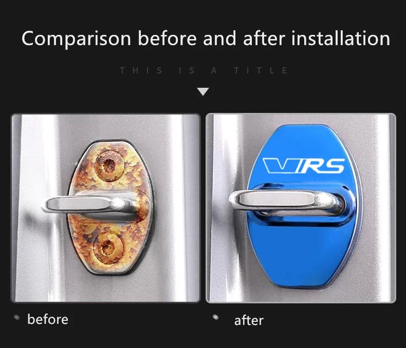 4PCS Skoda VRS Door Lock Cover Stainless Steel Anti-Rust