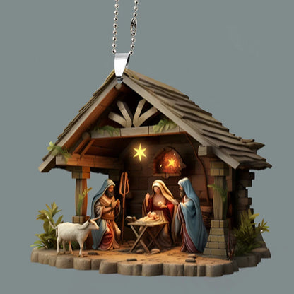 Pendentif de rétroviseur de voiture avec prière de la famille Jésus