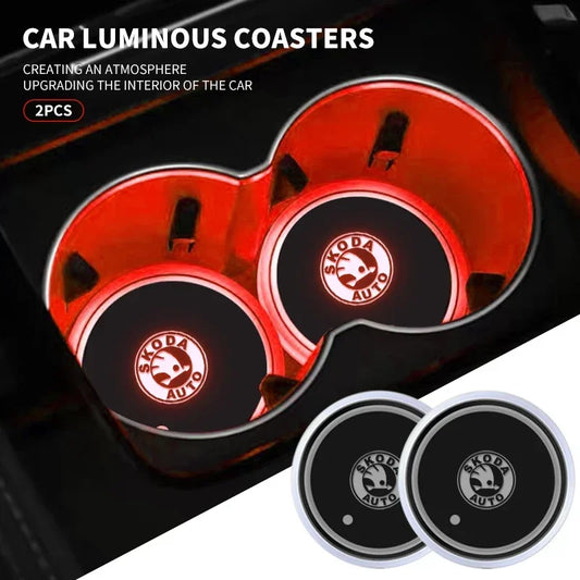 LED Anti-Slip Cup Holder Mat for Skoda