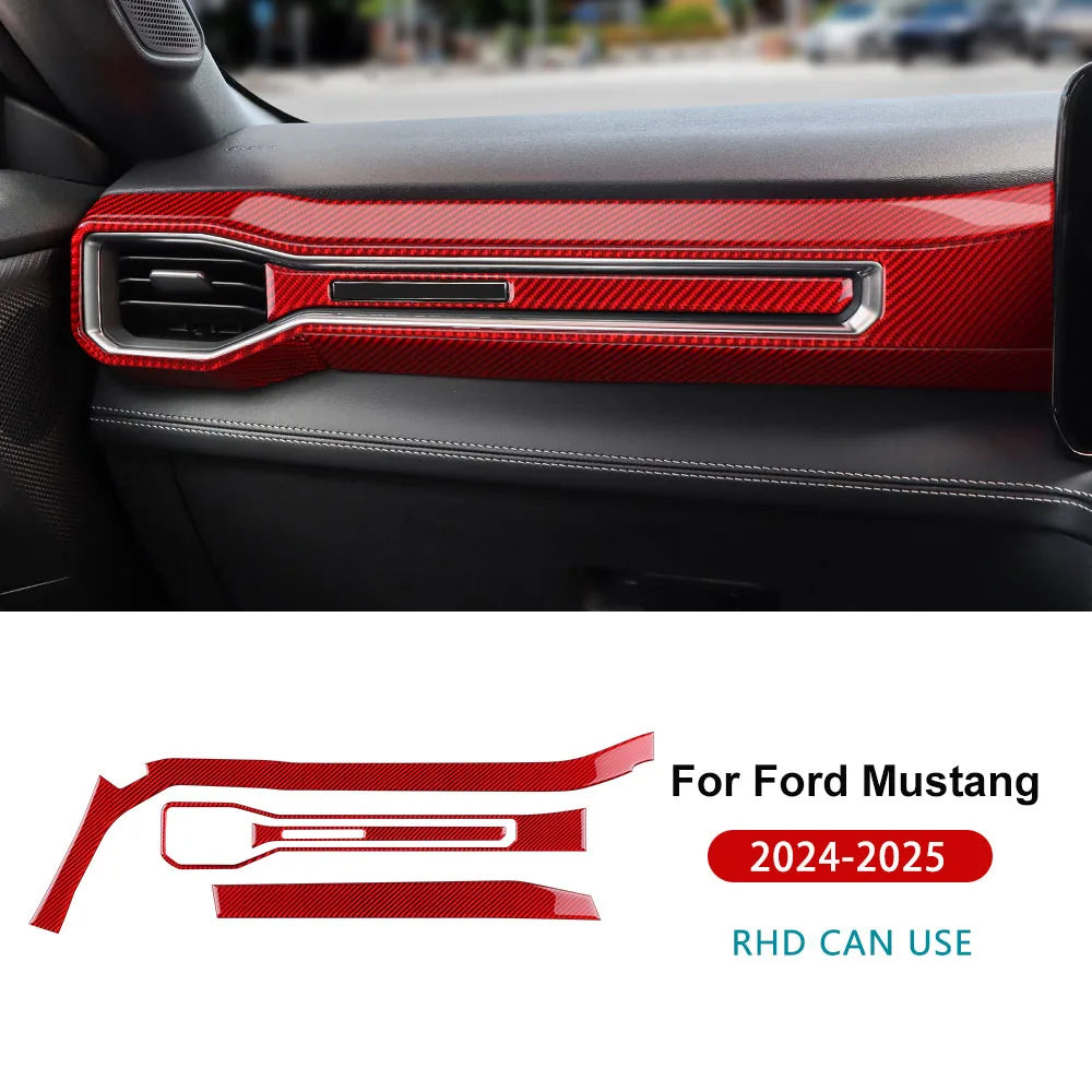Real Carbon Fiber Console Trim for Mustang GT 2024-2026 Type C For RHD Red – Car Accessories | MotorWorld Marketplace