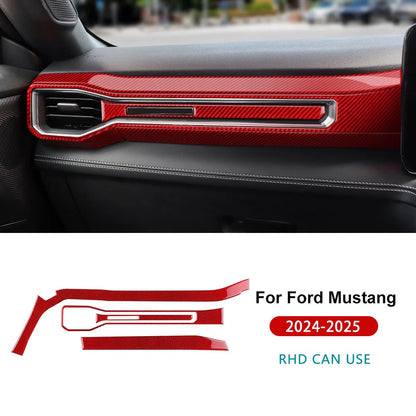 Real Carbon Fiber Console Trim for Mustang GT 2024-2026 Type C For RHD Red – Car Accessories | MotorWorld Marketplace