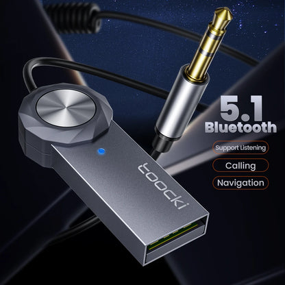 Adaptateur auxiliaire Bluetooth 5.1 Toocki – Kit audio sans fil et mains libres pour voiture