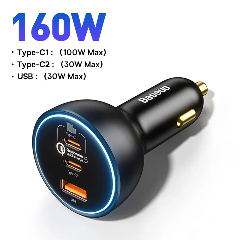 Baseus 160W QC 5.0 Car Charger PD3.0 USB-C Fast Charge without Cable – Car Accessories | MotorWorld Marketplace