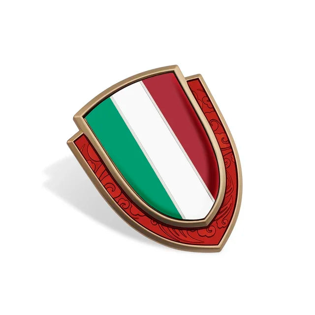 Italy Flag Shield Car Logo Sticker for Alfa Romeo, Ferrari, Fiat Red Frame – Car Accessories | MotorWorld Marketplace