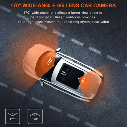 Caméra embarquée DVR à double objectif - Rétroviseur tactile 1080p avec vision nocturne