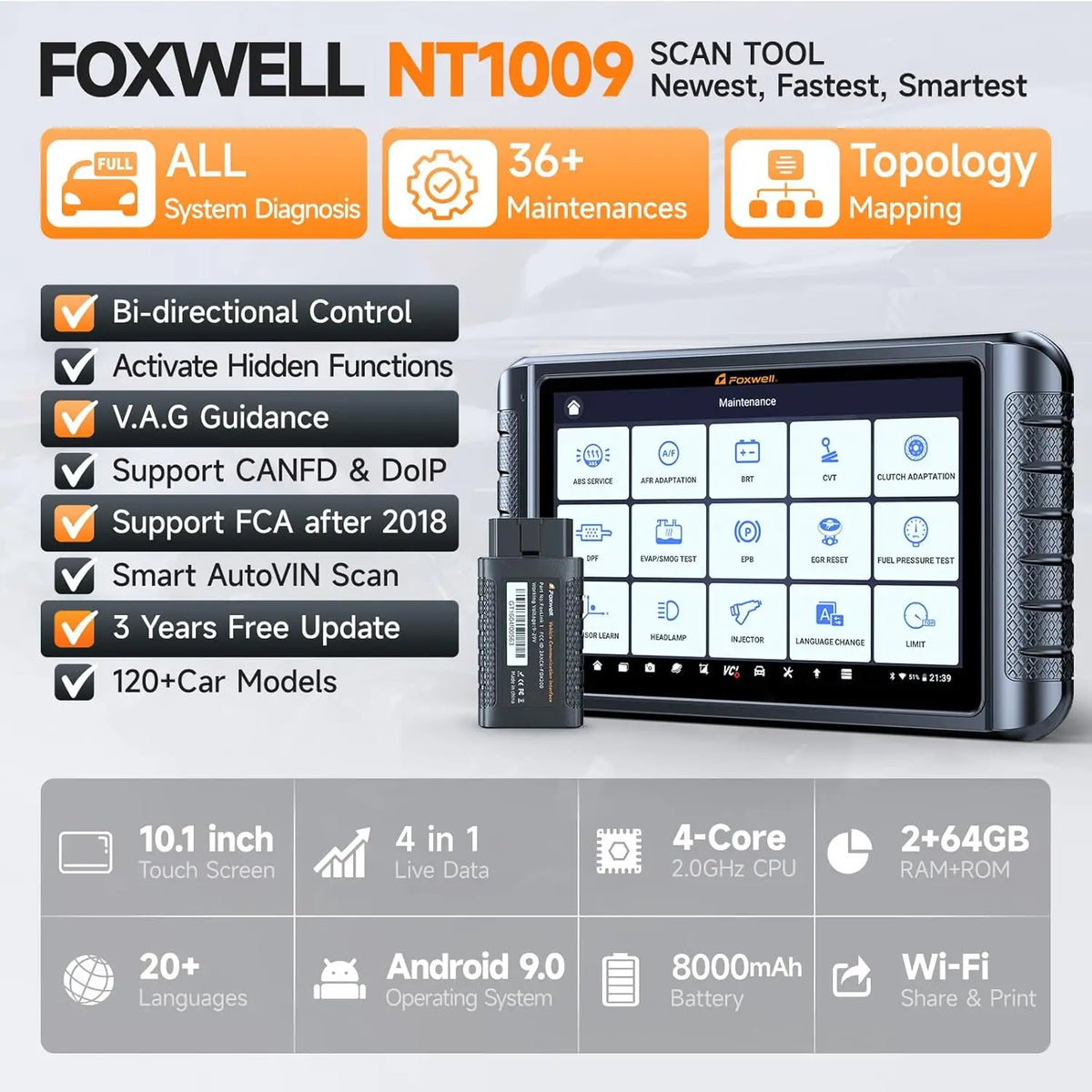 FOXWELL NT1009 Pro OBD2 Scanner, Bi-Directional, ECU Coding – Car Accessories | MotorWorld Marketplace