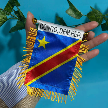 Congo Car Window Flag 8x12cm Double-Sided Polyester