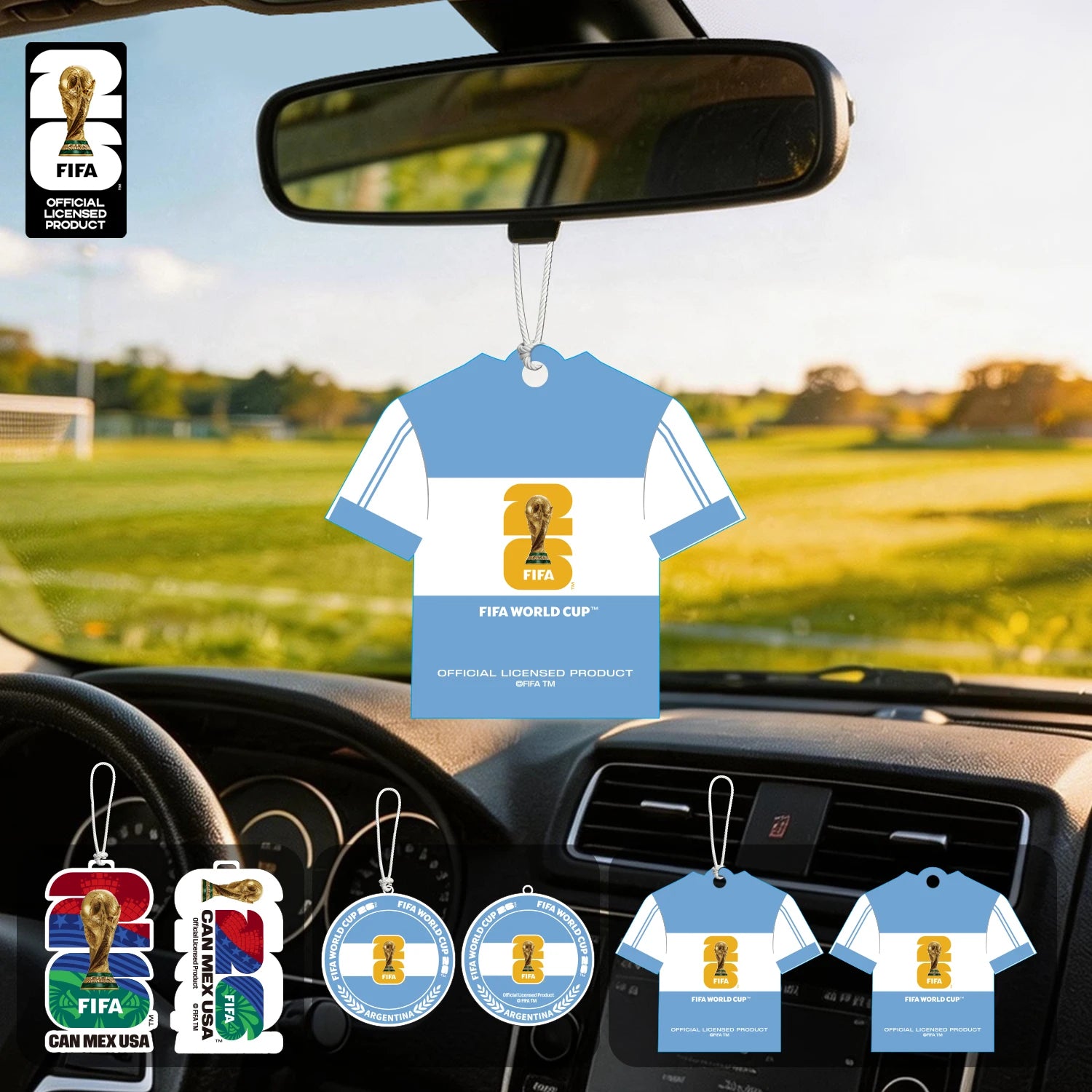 FIFA World Cup 2026 Official 3 Pack Car Air Freshener with Trophy Mascot & Host City Design, Long Lasting Scent for Car & Home FBAF6 – Car Accessories | MotorWorld Marketplace