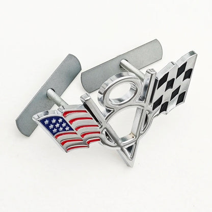 Universal 3D Metal V8 Flag Badge Emblem