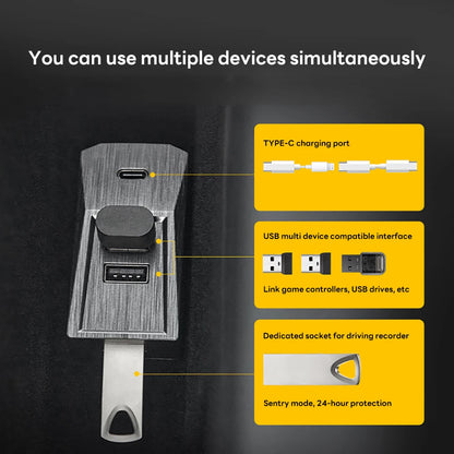 Tesla Model Y/3 Glovebox USB Hub Type-C Splitter Dock