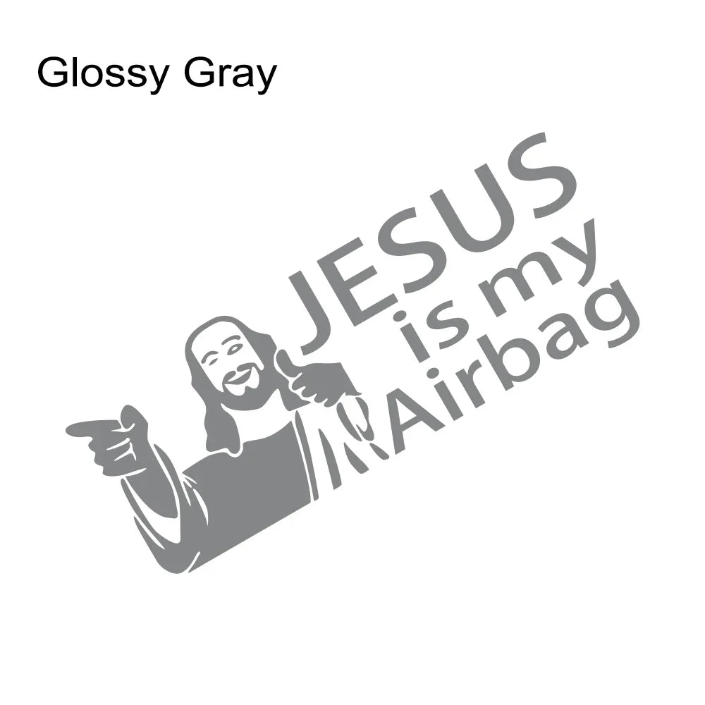 Jesus Is My Airbag Vinyl Decal – Safety Car & Truck Sticker Glossy Gray – Car Accessories | MotorWorld Marketplace