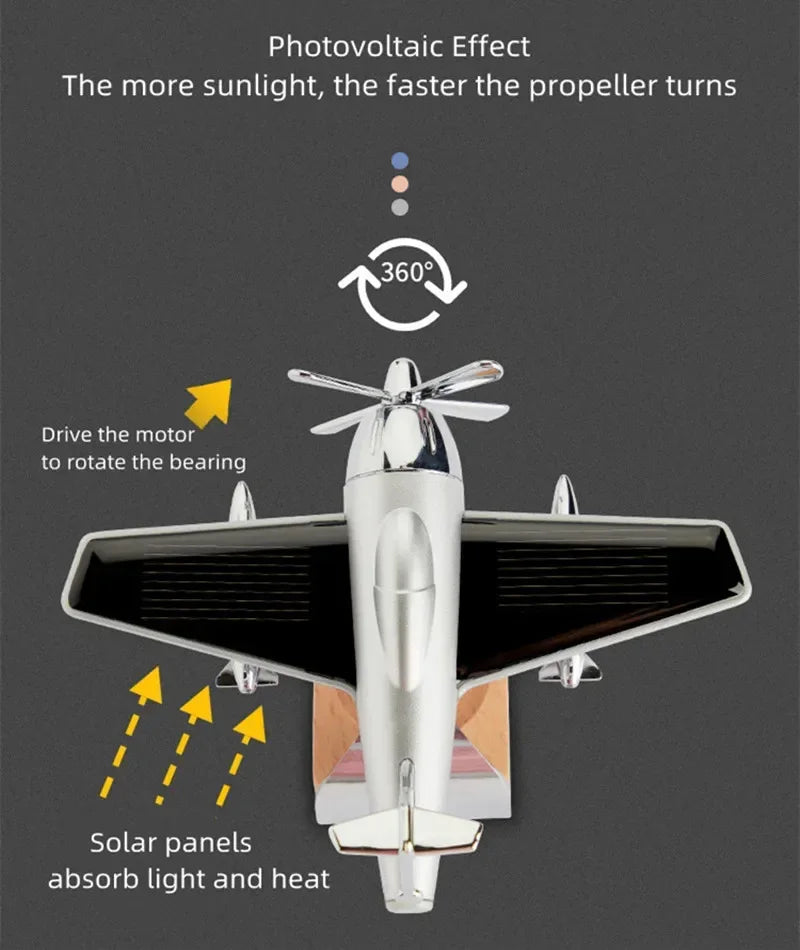 Solar-Powered Car Aromatherapy Airplane Ornament – Dashboard Decor