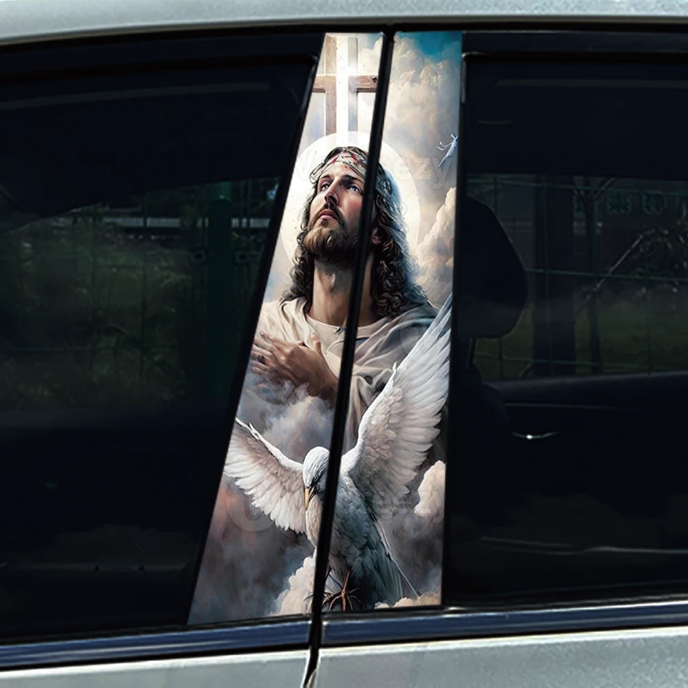 God Prayer Jesus Cross B-Pillar Sticker Waterproof Decal