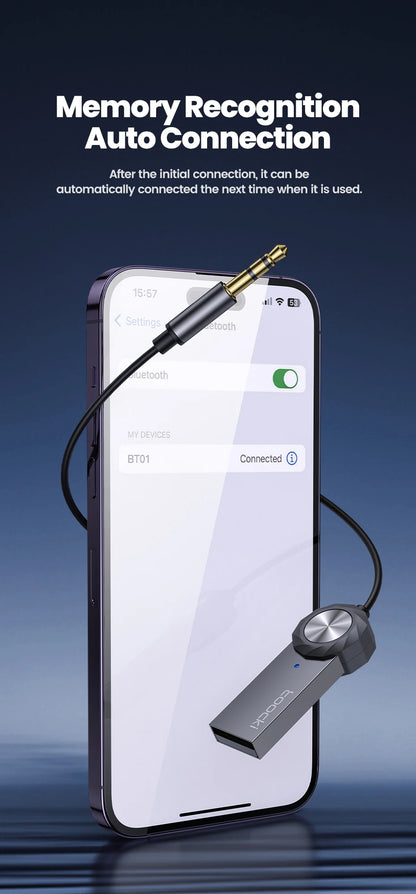 Adaptateur auxiliaire Bluetooth 5.1 Toocki – Kit audio sans fil et mains libres pour voiture