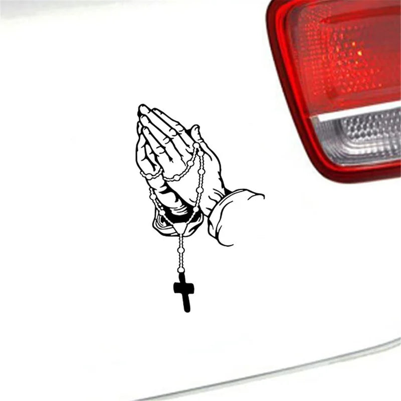 Pearl Rosary Jesus Car Sticker – Prayer Auto Vinyl Decal