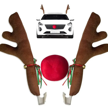 Christmas Car Antlers Kit w/ Red Nose & Tail – Festive Upgrade