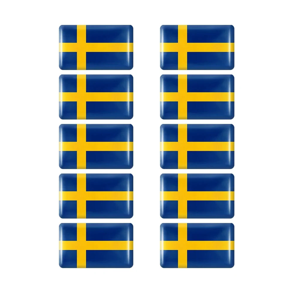 10pcs Epoxy Flag Badge Decals UAE, NL, RU, BR, IT, TH