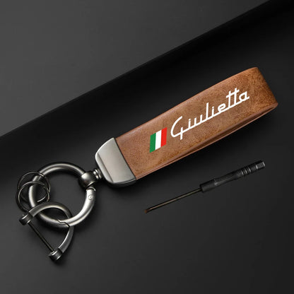Vintage Leather Key Chain for Alfa Romeo Giulietta – Stylish Accessory