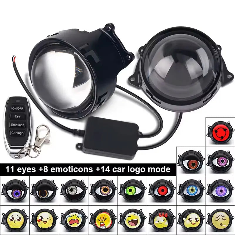 3" LED Devil Eye Headlight, 33 Modes, 3D Lens, Remote Control – Car Accessories | MotorWorld Marketplace