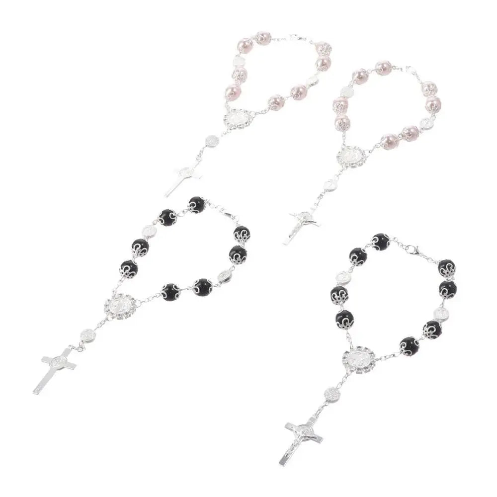 4pcs 10mm Alloy Glass Car Rosary Beads Pendant – 5 Colors