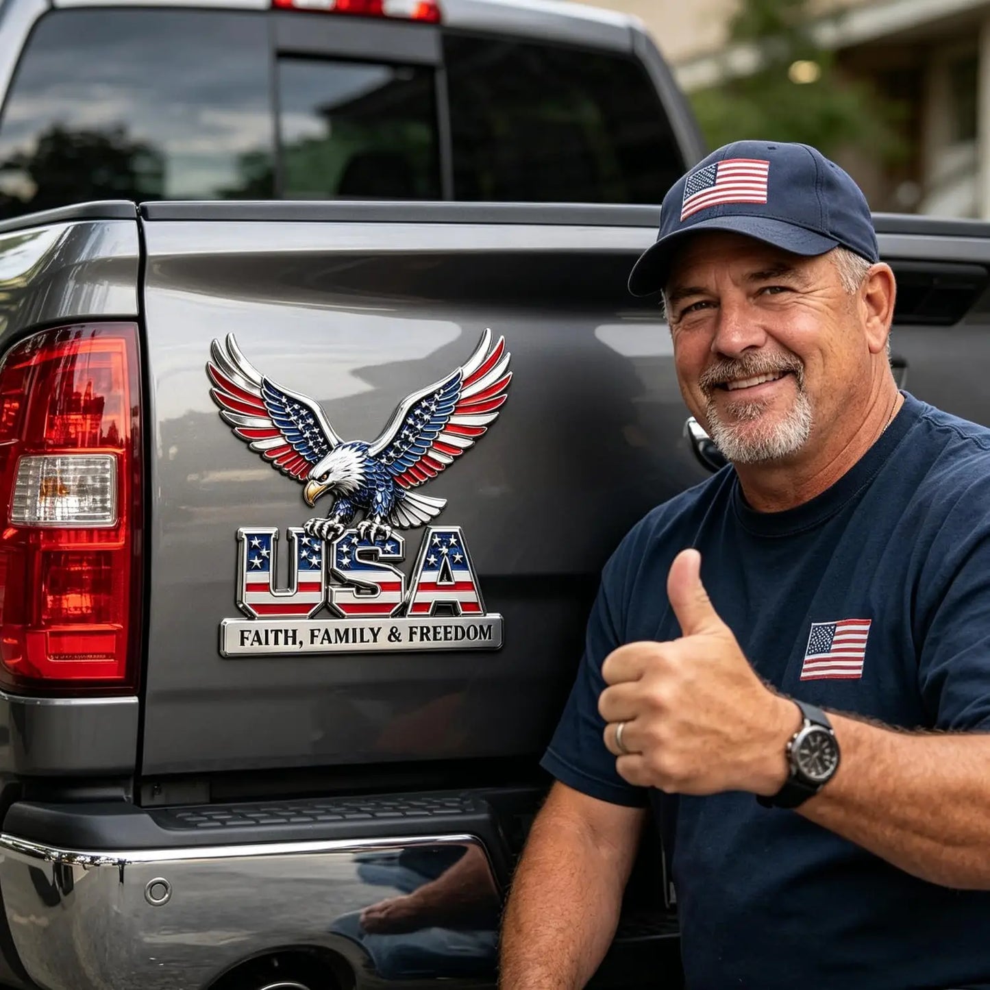 USA Eagle 3D Metal Emblem – Faith, Family & Freedom Decal – Car Accessories | MotorWorld Marketplace