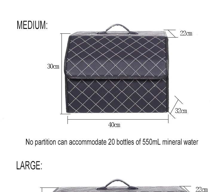 Boîte de rangement pour coffre de voiture en cuir de qualité supérieure, grande capacité