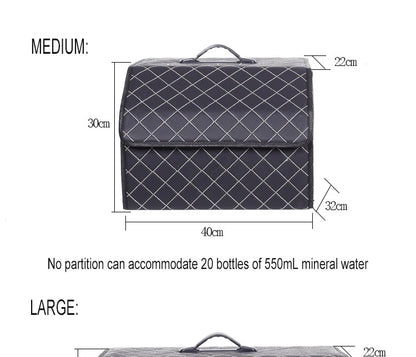 Boîte de rangement pour coffre de voiture en cuir de qualité supérieure, grande capacité
