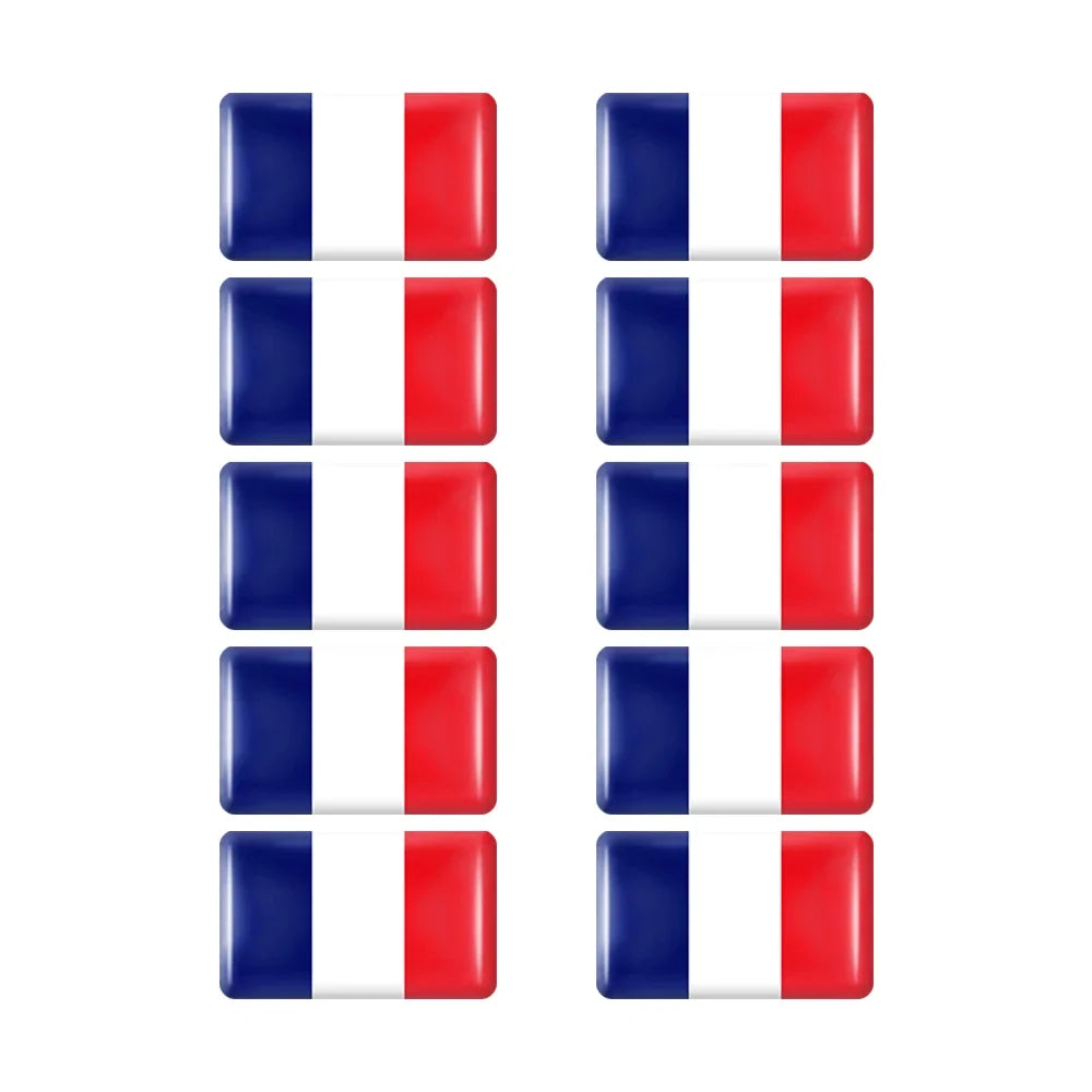 10pcs Epoxy Flag Badge Decals UAE, NL, RU, BR, IT, TH