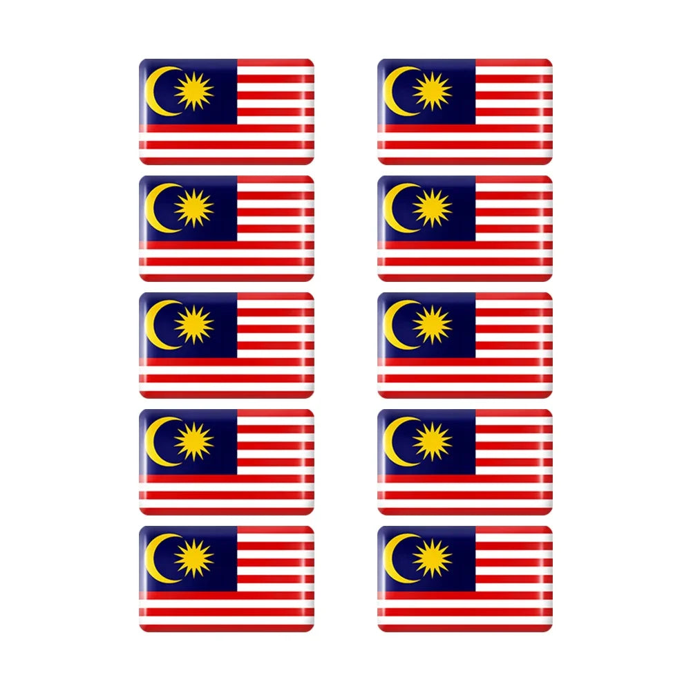10pcs Epoxy Flag Badge Decals UAE, NL, RU, BR, IT, TH