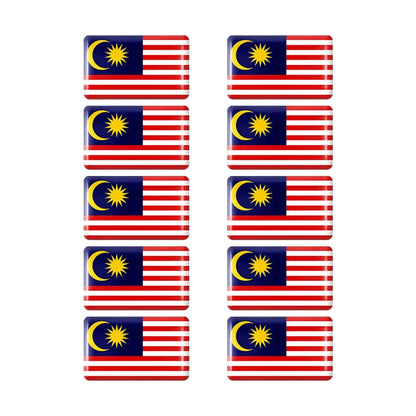 10pcs Epoxy Flag Badge Decals UAE, NL, RU, BR, IT, TH