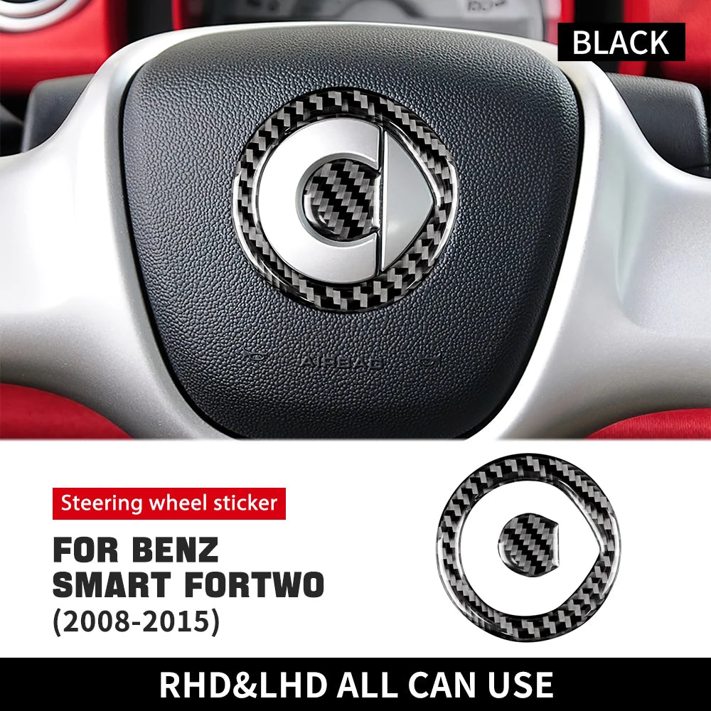 Carbon Fiber Steering Wheel Sticker for Smart 451 Fortwo