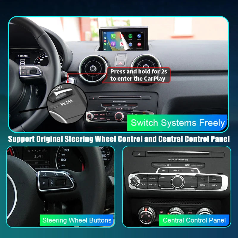 Wireless CarPlay Auto Interface for Audi  A1 2011-2018