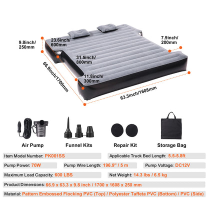 Matelas pneumatique pour camion VEVOR de 1,6 à 1,75 m pour camping-car