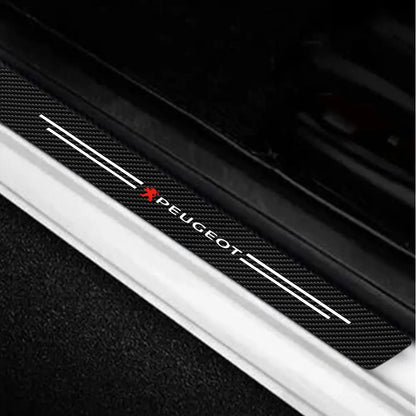 4pcs Leather Door Sill Protectors for Peugeot 206-3008, Anti-Scratch