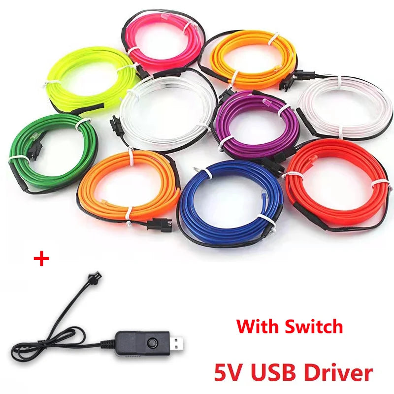 Flexible Car LED Neon Strip Light 1-5M USB/Cigar, Pro Decor With USB Switch – Car Accessories | MotorWorld Marketplace