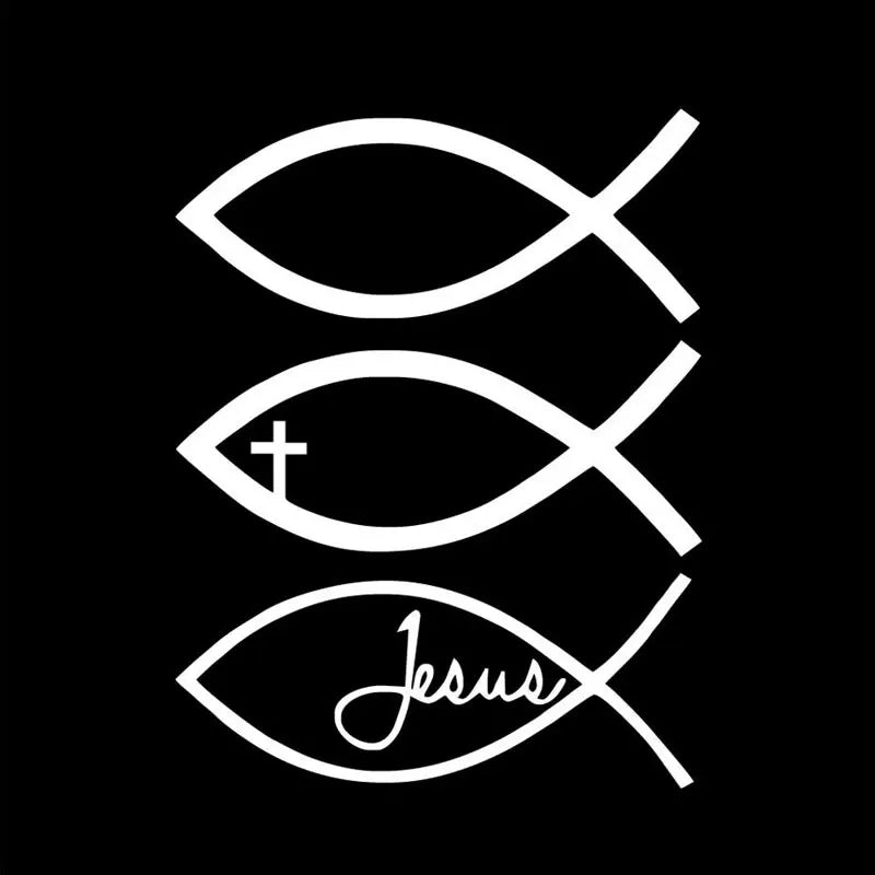 Jesus Fish Christian Cross Vinyl Car Decal 12x16cm – Durable