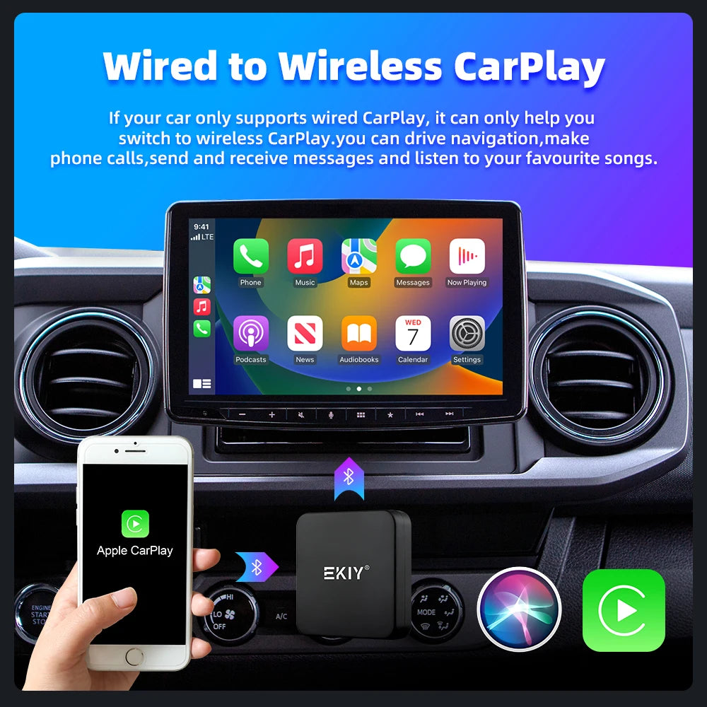 EKIY Mini Wireless CarPlay for Toyota, Mazda, Nissan & More – iOS15 & Bluetooth