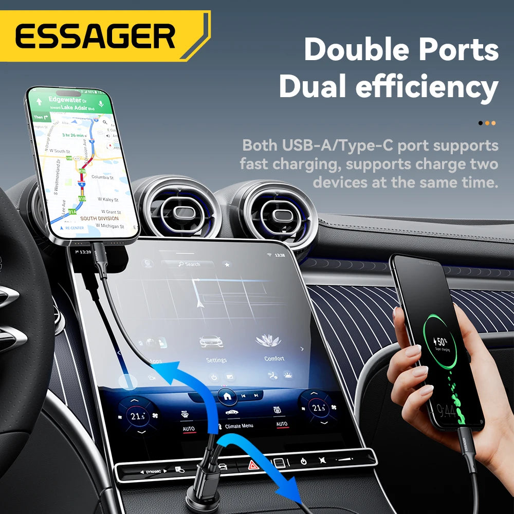 Essager 45W Dual PD QC3.0 Car Charger Type-C Fast Charge – Car Accessories | MotorWorld Marketplace