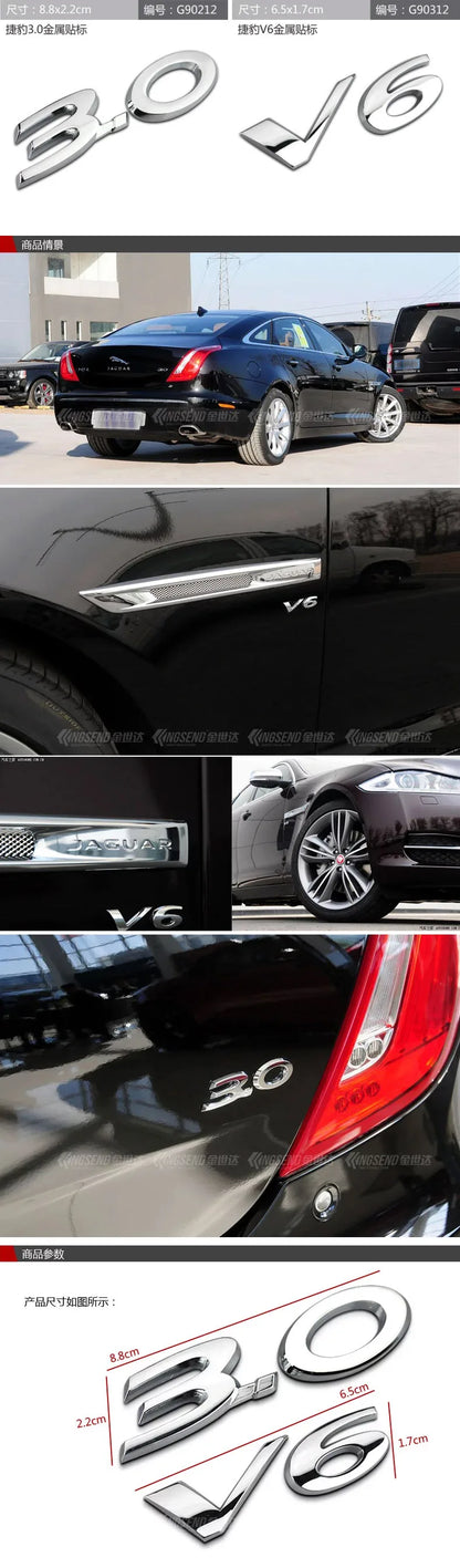 Jaguar V6 3.0 V8 5.0 Fender Emblem Badge Trunk Decal