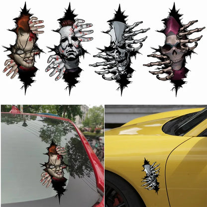 Horror Skull Cracked Car Sticker – Pro Halloween Decal – Car Accessories | MotorWorld Marketplace