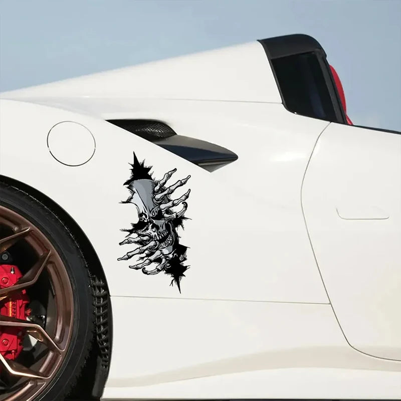 Horror Skull Cracked Car Sticker – Pro Halloween Decal – Car Accessories | MotorWorld Marketplace
