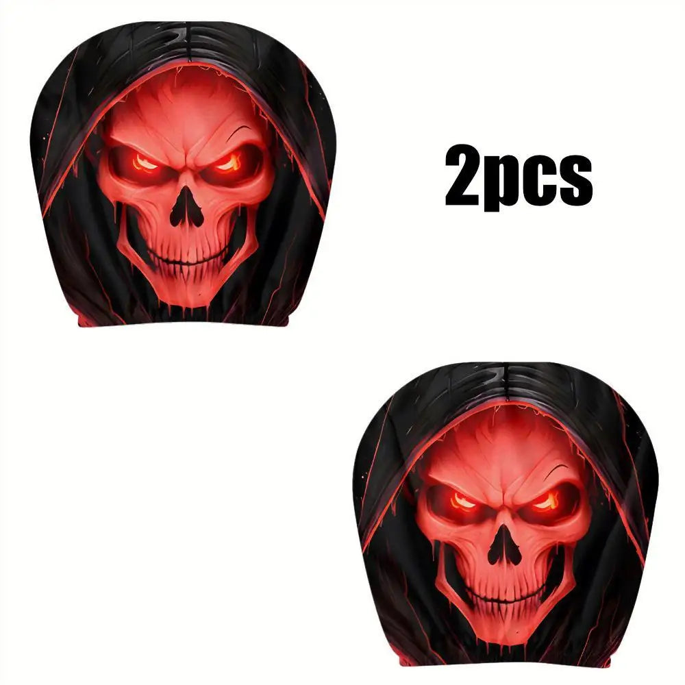 2Pcs Grim Reaper Skull Headrest Covers—Halloween Auto Decor 2 pieces – Car Accessories | MotorWorld Marketplace