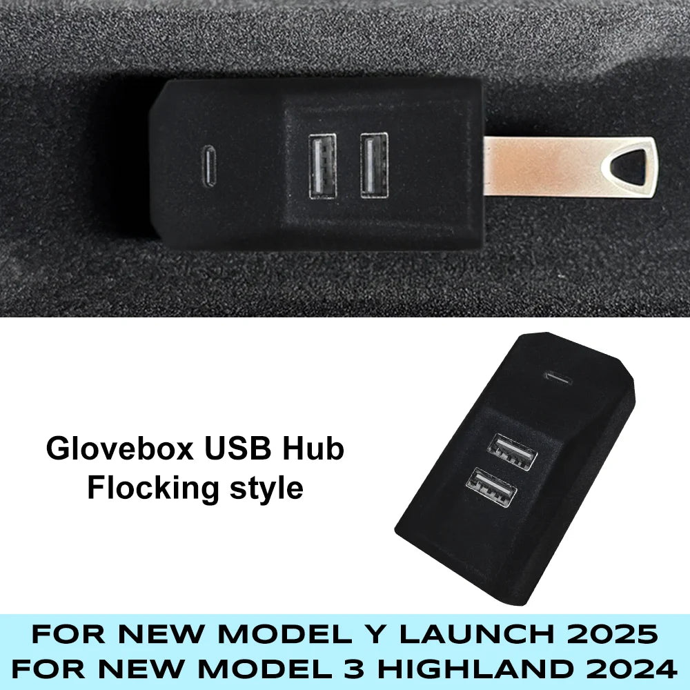 Tesla Model Y/3 Glovebox USB Hub Type-C Splitter Dock
