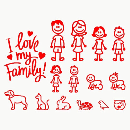 Family Car Vinyl Sticker Decal – Universal Fit, Premium Quality Red – Car Accessories | MotorWorld Marketplace